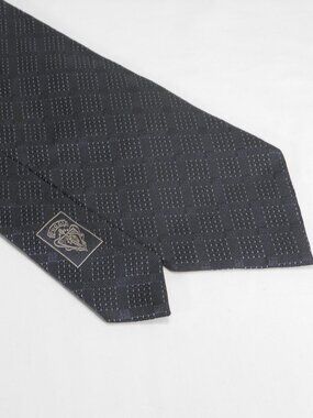 elegant GUCCI made in Italy dark grayish blue diamond checks all silk tie